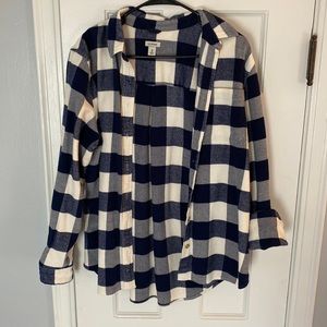 Navy blue and white LLBean flannel